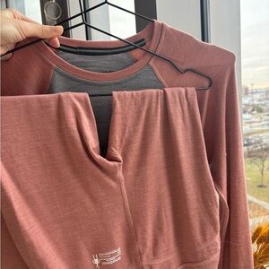 Smartwool Women's Long Sleeve Set in Pink and Gray